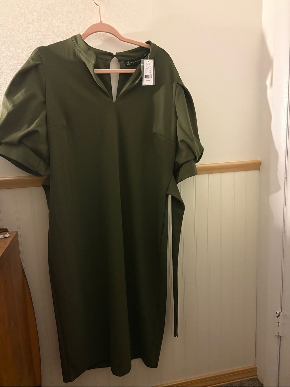 New York & Company Women’s Large Olive Green Shift Dress – New With Tags